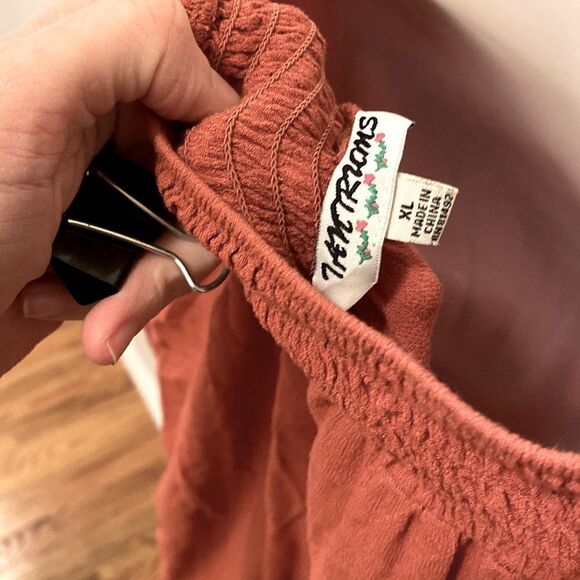 Tantrums Burnt Orange Embroidered Tunic Boho Hippie Shirt Top size XL - Picture 6 of 8